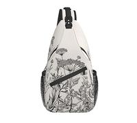 Borsa a tracolla Wild Floral Hand Drawn Spring Hiking Daypack Crossbody Shoulder Backpack Travel Chest Pack for Men Women