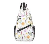 Borsa a tracolla Wild Flower Meadow Botanical Hiking Daypack Crossbody Shoulder Backpack Travel Chest Pack for Men Women