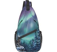 Borsa a tracolla, zaino a tracolla colorato con stampa The Night Wolf per donne e uomini a spalla casual