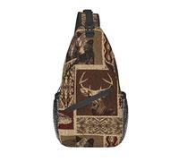 Borsa a tracolla, zaino a tracolla con stampa cervo alce orso per uomini e donne a spalla casual