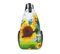 Borsa a tracolla, zaino a tracolla con stampa di farfalle e soli cielo blu per uomini e donne a spalla casual