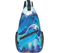 Borsa a tracolla, zaino a tracolla con stampa Dolphin Guardian per donne e uomini a spalla casual
