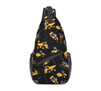 Borsa a tracolla, zaino da trekking, borsa a tracolla unisex, nero, giallo, escavatore Buldozer, macchine edili, zaino casual da giorno
