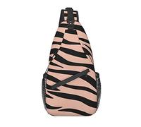 Borsa a tracolla Zebra Print African Animal Striped Pink Hiking Daypack Crossbody Shoulder Backpack Travel Chest Pack for Men Women