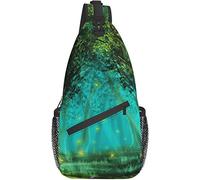 Borsa a tracollaFairy Forest Green Magic Psychedelic Wonderland Hiking Daypack Crossbody Shoulder Backpack Travel Chest Pack for Men Women