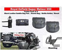 Borsa a U da sella in pelle "Confezione combinata da 4 adatta per Royal Enfie...