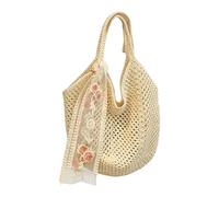 Borsa a Uncinetto Con Pizzo, Nastro, Boho, Maglia Traforata
