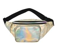 Borsa A Vita Brillante Marsupio olografico for donna Marsupio lucido Uomo ologramma marsupio sull'anca Tasca sul petto con tracolla regolabile for la festa Per Sportiva(Gold)