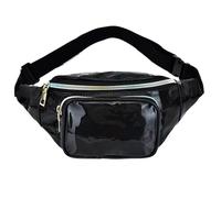 Borsa A Vita Brillante Marsupio olografico for donna Marsupio lucido Uomo ologramma marsupio sull'anca Tasca sul petto con tracolla regolabile for la festa Per Sportiva(Black)