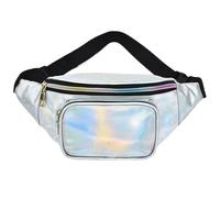 Borsa A Vita Brillante Marsupio olografico for donna Marsupio lucido Uomo ologramma marsupio sull'anca Tasca sul petto con tracolla regolabile for la festa Per Sportiva(Silver)