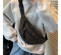 Borsa a vita da donna in stile moda con stampa leopardata, spalla obliqua, cerniera intrecciata, borsa casual da vita, borsa a tracolla sportiva da esterno Motivo strutturatoPoliammide