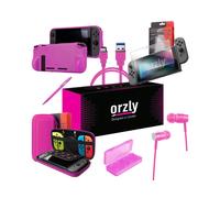 Borsa Accessori Nintendo Switch Case 2 Vetri Protettivi Cuffie Cavo USB ROSA