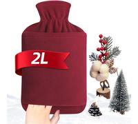 Borsa Acqua Calda con Tasca Marsupio MUPAS - Morbida Copertura in Pile, Rossa