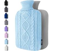 Borsa Acqua Calda - Copertura Morbida a Maglia Premium - 1,8L Grande Capienza - Boule Acqua Calda per Alleviare il Dolore, Schiena, Collo e Spalle per Calde Notti - Blu