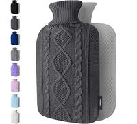 Borsa Acqua Calda - Copertura Morbida a Maglia Premium - 1,8L Grande Capienza - Boule Acqua Calda per Alleviare il Dolore, Schiena, Collo e Spalle per Calde Notti - Grigio Scuro