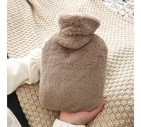 Borsa Acqua Calda Peluche da 1L, Fodera in Peluche Morbida, Boule Acqua Calda, Borsa Acqua Calda per Dolori, Borsa Dell'Acqua Calda per Casa E Ufficio,Caffè,1L