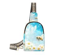 Borsa alla moda Bee Daisy Hi Summer Flower per il viaggio carino per le donne tracolla in pelle per il viaggio, Bee Daisy Hi Fiore estivo, 1 size