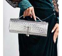 Borsa alla moda con motivo lucido a coccodrillo, nuova borsa da festa di lusso per donna, elegante pochette da sera con pendente in metallo, adatta per abbinare abiti da cerimonia eleganti, ideale per