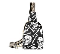 Borsa alla moda con ossa del cranio dipinte in bianco e nero per le donne multiuso crossbody borsa per escursionismo