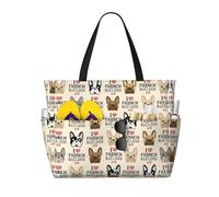 Borsa alla moda con stampa di bulldog francese, impermeabile, multitasche, pieghevole, leggera, per avventure all'aria aperta