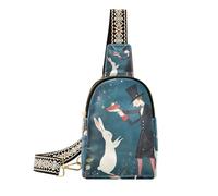 Borsa alla moda Mago Coniglio Navy Blue per le donne carino marsupio in pelle marrone per il viaggio, Coniglio mago blu navy, 1 size