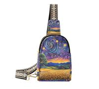 Borsa alla moda Night Sky Campagna Swirling Stars per viaggio antifurto marsupio cross body per viaggio, cielo notturno, campagna, vorticoso, stelle, 1 size
