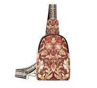 Borsa alla moda William Morris Flowers petto per carino marsupio in pelle marrone per viaggio, William Morris, fiori