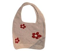 Borsa All'uncinetto - Borsa Da Spiaggia A Maglie | Tote Spiaggia In Mesh Alcinetto Del Modello Di Fiori, Multiuso E Riutilizzabile Estate A Maglia Suscita A Maglia Per La Spalla A Maglia Estetica Port