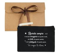Borsa Amicizia Mini Pochette Buste Kraft Scritta Ricorda sempre Tu sei più coraggiosa Regalo Amica Compleanno Laurea Natale Pensione Donna Borsa Trucchi Costumi