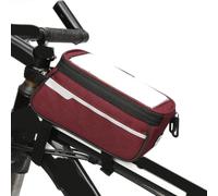 Borsa anteriore per mountain bike e bici da strada, con scomparto per attrezzi e strisce riflettenti per passeggiate all'alba o al tramonto (21 x 9 x 10,5 cm, rosso)