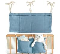 Borsa Appendere per Lettino, Organizer per Cameretta dei Bambini, 2 Tasche, Tasche Portaoggetti Letto, Portaoggetti Tasca da Appendere per Letto Usato per Riporre Vestiti Pannolini Giocattoli (blu)