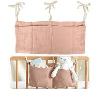 Borsa Appendere per Lettino, Organizer per Cameretta dei Bambini, 2 Tasche, Tasche Portaoggetti Letto, Portaoggetti Tasca da Appendere per Letto Usato per Riporre Vestiti Pannolini Giocattoli (rosa)
