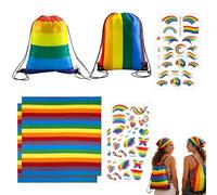 Borsa Arcobaleno Pride 34x42 cm, Set 2 pezzi con Foulard e Adesivi Inclusivi, Borsa Multifunzione per Eventi Pride, Viaggi e Attività Quotidiane, Colori Vivaci