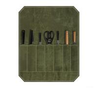 Borsa arrotolabile in tela cerata, con chiusura in corda di cotone, design a 8 scomparti, per coltelli fino a 43 cm di lunghezza, per conservare in modo sicuro i professionisti della cucina (verde