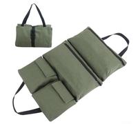 Borsa arrotolabile per attrezzi con cerniera dotata di cinque ampie tasche progettate per una facile organizzazione e un rapido accesso a vari strumenti, realizzata con tela e cinghia di fissaggio