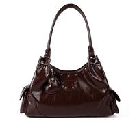 Borsa Ascellare Design Moderno Coreano Moto Ispirato Amore Estetico Maniglia Dettaglio Premium PU Spazioso Interno Borsa Coreano, Caffè