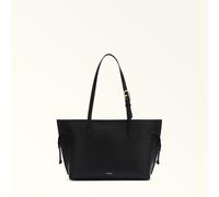 Furla Ava Shopper M in Pelle Nera, Borsa a Spalla con Doppio Manico Regolabile, 43 x 22,5 x 11 cm