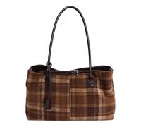 Borsa avambraccio da donna in tessuto di lana, a quadretti, colore Maillard, borsa a tracolla, borsa per la spesa per viaggi, shopping, uso quotidiano, marrone, 14.57x4.33x8.27Zoll