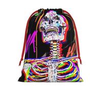 Borsa avvolgente con scheletro neon con stampa di risate, sacchetti con cordoncino, sacchetti di imballaggio premium per affari ed eventi L