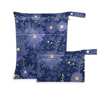 Borsa bagnata a prova di disordine Confezione da 2 elementi essenziali da viaggio per bambini con manici per fare il bagno e la palestra (fiori blu)