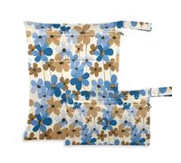 Borsa bagnata lavabile per bambini, confezione da 2 elementi essenziali da viaggio per bambini, con manici per fare il bagno, lo yoga (fiori retrò blu marroni)