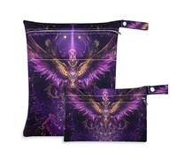 Borsa bagnata per bambini viola misteriosa a prova di disordine, confezione da 2 borse per pannolini, oggetti essenziali con manici per piscina, piscina