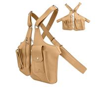 Borsa Baudrier a doppia spalla,regolabile alla antifurto, portamonete a fascia doppia, borsa per viaggi escursionistici, sport, bicicletta, moto, argento, marrone, riferimento alla