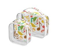 Borsa bianca bianca con note verdi arancioni largSA approvata impermeabile borsa per il trucco organizzatore aeroporto conforme alle compagnie aeree