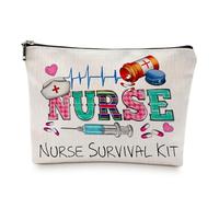 Borsa bianca per infermiera, borsa per il trucco da viaggio, elegante Nurse Accessories in lino, pratica borsa per stetoscopio con fodera, accessorio per infermieri e studentesse, 22 × 16,5 cm