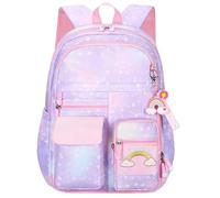 Borsa Bimba - Zaino per La Scuola dei Bambini Leggero Resistente di Grande capacità per Studenti delle Elementari Design Carino Spallacci Comodi (Purple M)