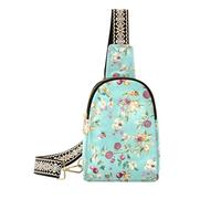 Borsa blu alla moda con fiori dolci frutta per viaggi moda cross body fanny pack per escursioni, fiori dolci frutta blu