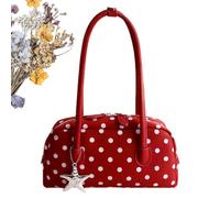 Borsa Bowler a Pois con Manico, Graziosa, Vintage, Grande Capacità