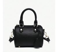 Borsa bowling a mano vintage con texture a grana di litchi, borsa a tracolla versatile e alla moda a forma di cuscino per autunno/inverno, per donne, ufficio e pendolarismo Colore unicoPoliuretano