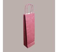 Borsa Busta Carta Bordeaux porta 1 Bottiglia 750 ml con Manico in Cordoncino 12+8.5x39cm 20 Pezzi